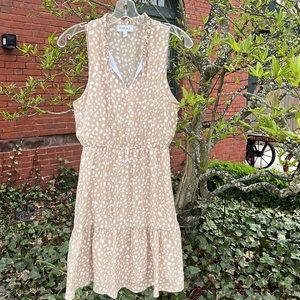 Tan and White Sleeveless Gilli Midi Sundress S